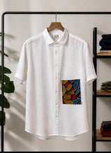Load image into Gallery viewer, Handmade Irish Linen Shirt with African Print Pocket