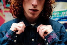Load image into Gallery viewer, Denim shirt Upcycled detail
