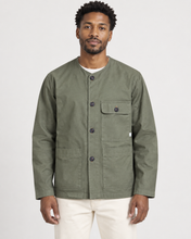Load image into Gallery viewer, Olive green collarless jacket
